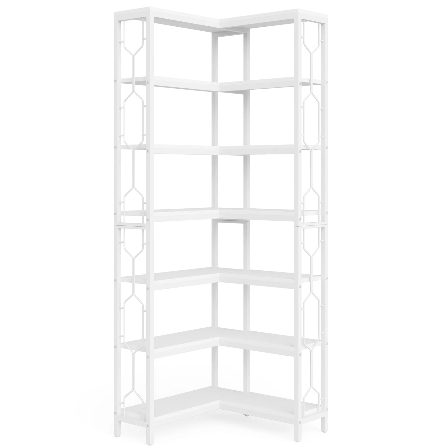 Tribesigns 7-Shelf Corner Bookshelf, Modern Corner Bookcase, 7-Tier Tall Shelf