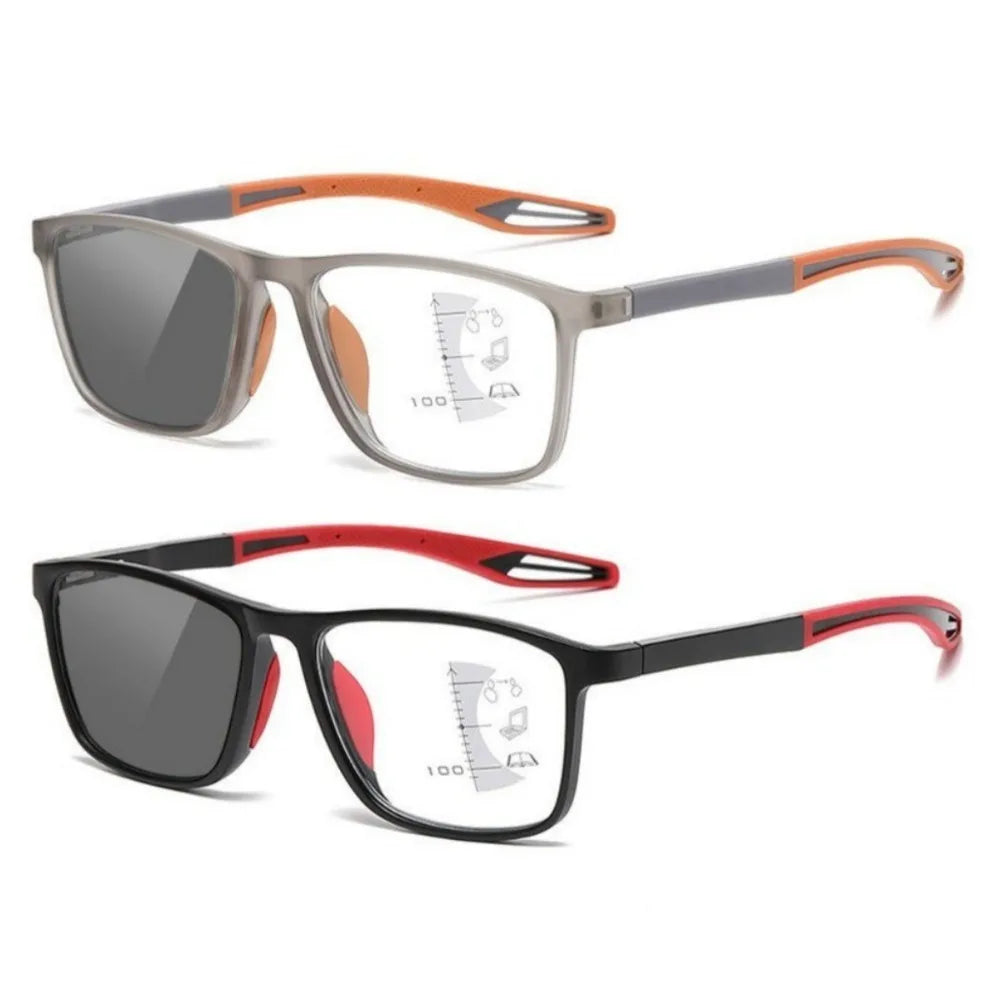 3in1 Photochromic Multifocal Reading Glasses Progressive Look Far And Near Eyeglasses Men Sport TR90 Frame Anti Blue Light Grade