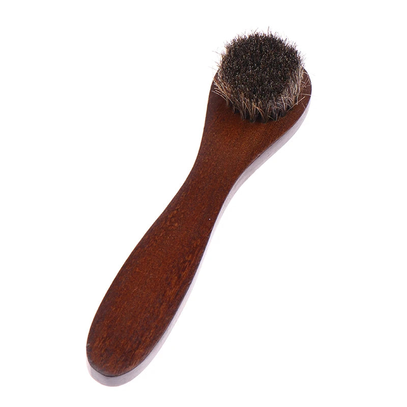 Handle Details Polishing, Cleaning Brush Horse Hair Wood Brush Leather Shoe Care