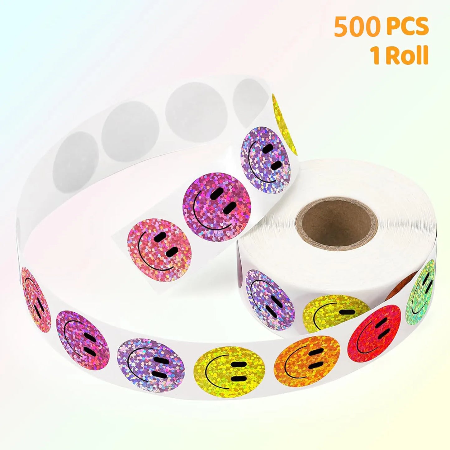 500pcs/roll Smile Face Star Stickers Thank You Stickers Photocard Decor Packaging Pack Stickers Roll Rolling Lables