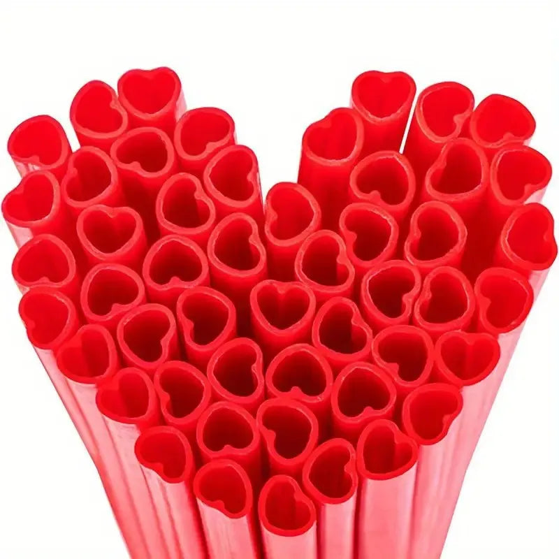 10/20/50pcs Heart Shaped Straws, Disposable Plastic Drinking Straws for Valentine's Day, Weddings, Birthdays, Bridal Showers