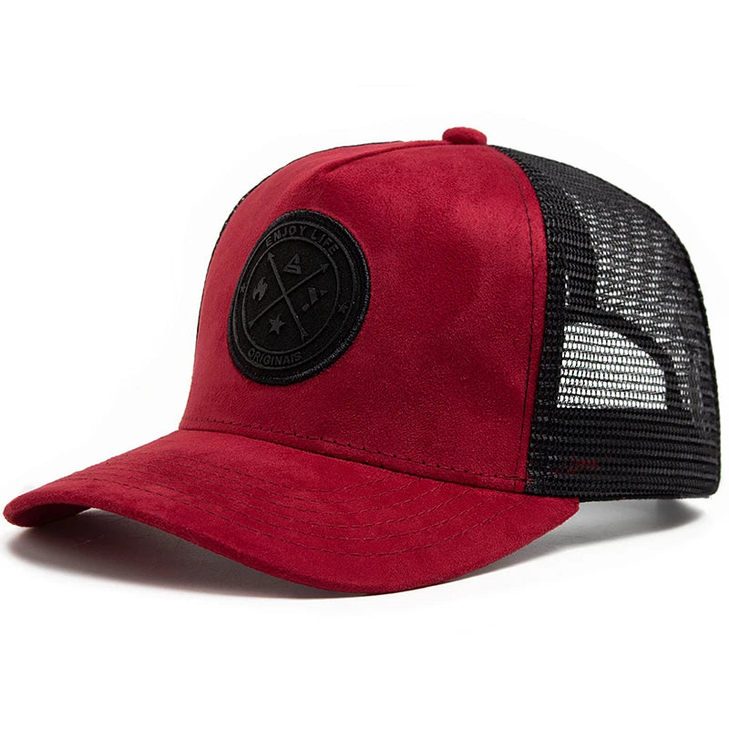 NEW Circular leather label Trucker Hat Summer Men Mesh Baseball Cap For Visor Casual Women Snapback Hip Hop Caps Unisex