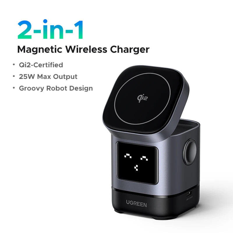 UGREEN UNO Qi2 15W Magnetic Wireless Charger Charging Stand With Cable For iPhone 16 17 Pro Max For MagSafe Fast Charger
