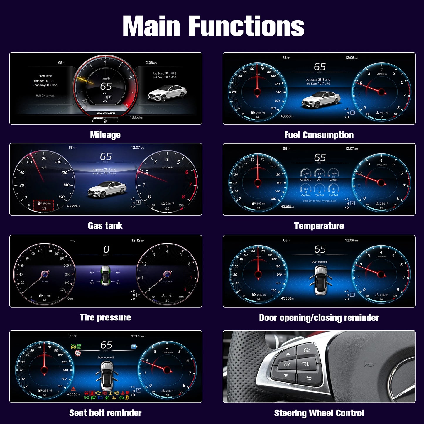 Digital instrument cluster suitable for Mercedes-Benz C/GLC W205/W253 2015-2018 models LCD cluster instrument speedometer