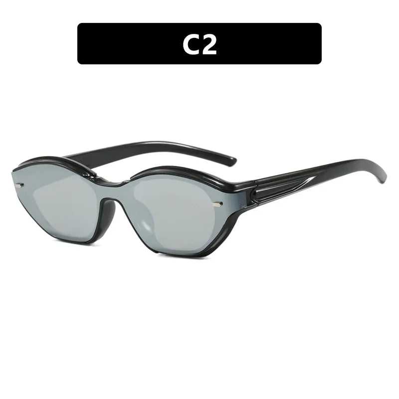 JNPCXI New Ins Popular Fashion Cat Eye Sunglasses Women Retro Jelly Colors Shades UV400 Trending Men Punk Rivets Sun Glasses