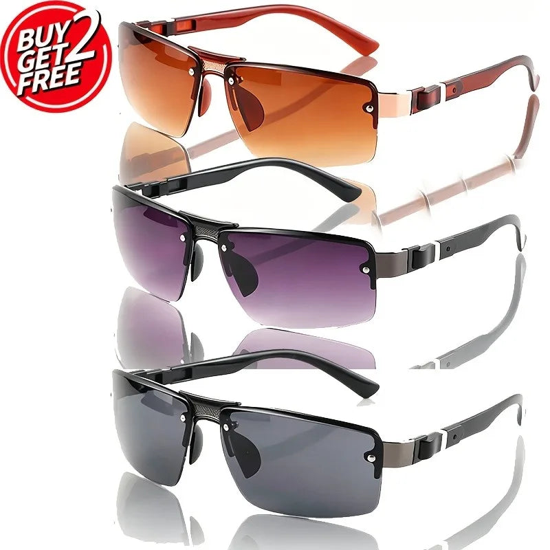 3 Pairs of New Metal Sunglasses, Sports Style Double Beam Sunglasses, Windproof and Sunshade Glasses