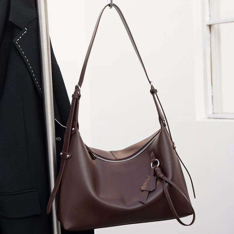 Women Natural Genuine Cow Leather Crossbody Bag Female Luxury Designer Shoulder Bags Lady Casual Retro Cowhide Handbag Hobos Bag