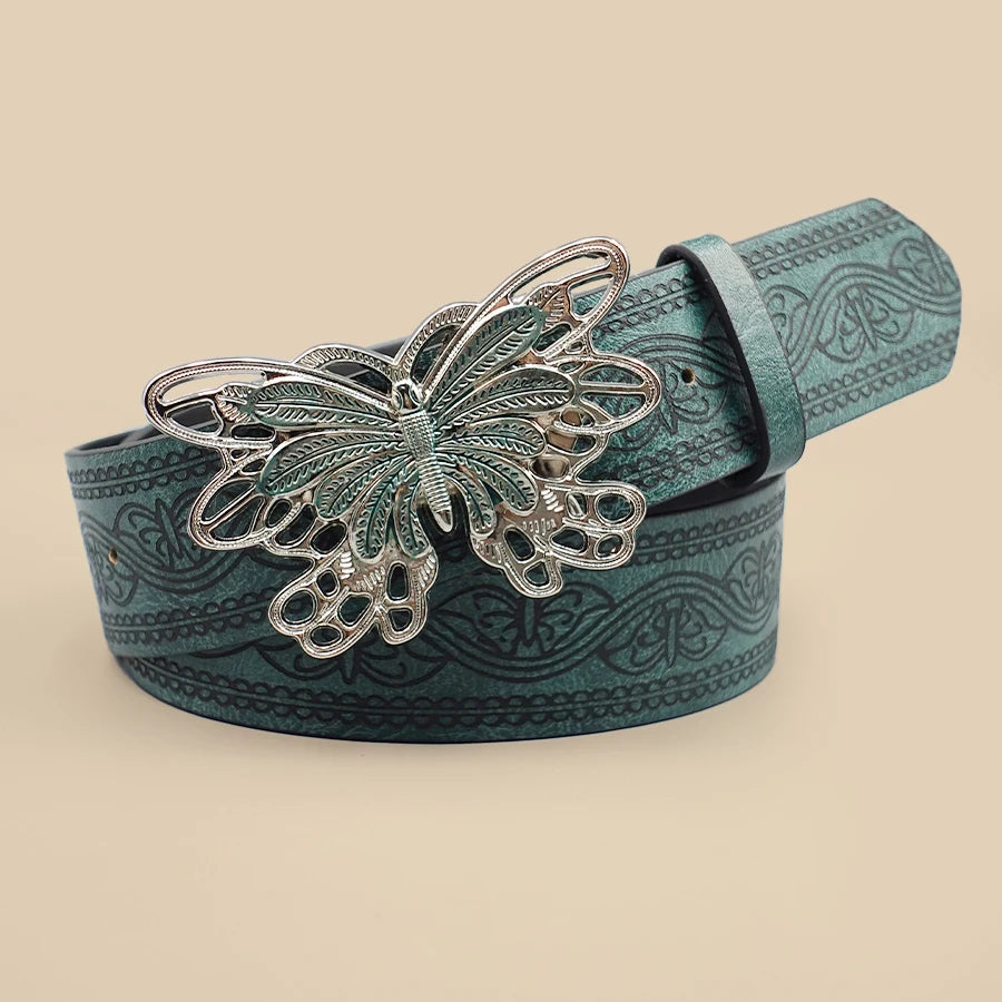 Y2K Vintage Street Style Belt - Hot Girl Butterfly Buckle Waistband for Women, Perfect for Daily Wear, Office & Casual Outfits