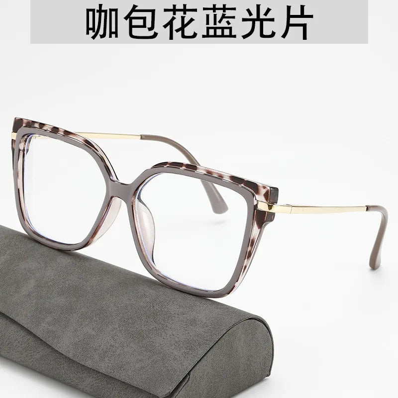 Square flat light glasses for women, anti blue light frame, internet famous, same glasses frame for taking photos