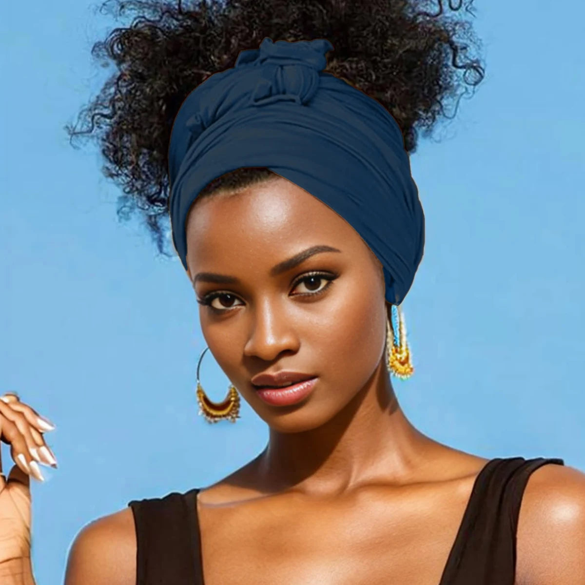 Extra Large stretch jersey turban african solid color super soft breathable headband