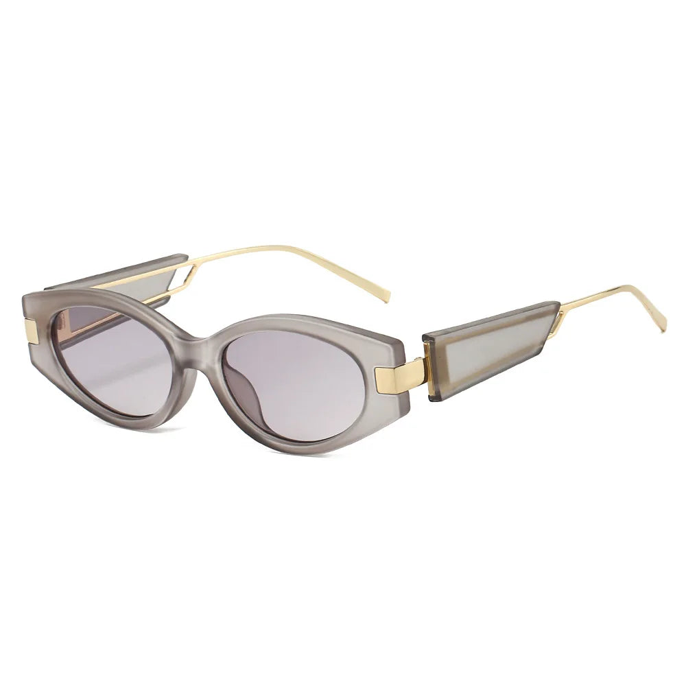 JNPCXI New Ins Popular Fashion Cat Eye Sunglasses Women Shades UV400 Retro Men Oval Lens Punk Sun Glasses