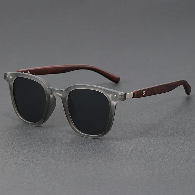 Unisex Retro Large Tortoiseshell Patterned Glasses - Large Round Wooden Frame Retro Non Degree Decorative Glasses