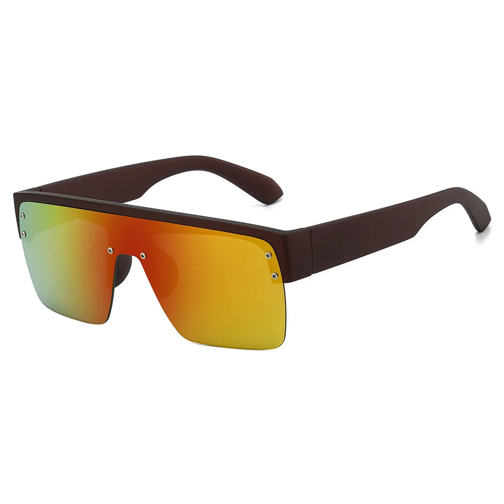 JNPCXI Fashion Square Semi-Rimless Sunglasses Women Vintage Gradient Mirror Shades UV400 Men Trending Sun Glasses