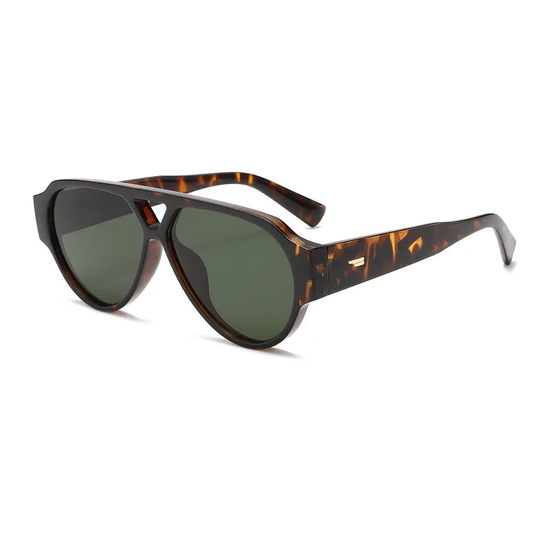 JNPCXI New Fashion Oversized Pilot Double Bridges Women Sunglasses Retro Rivets Men Red Green Shades UV400 Sun Glasses