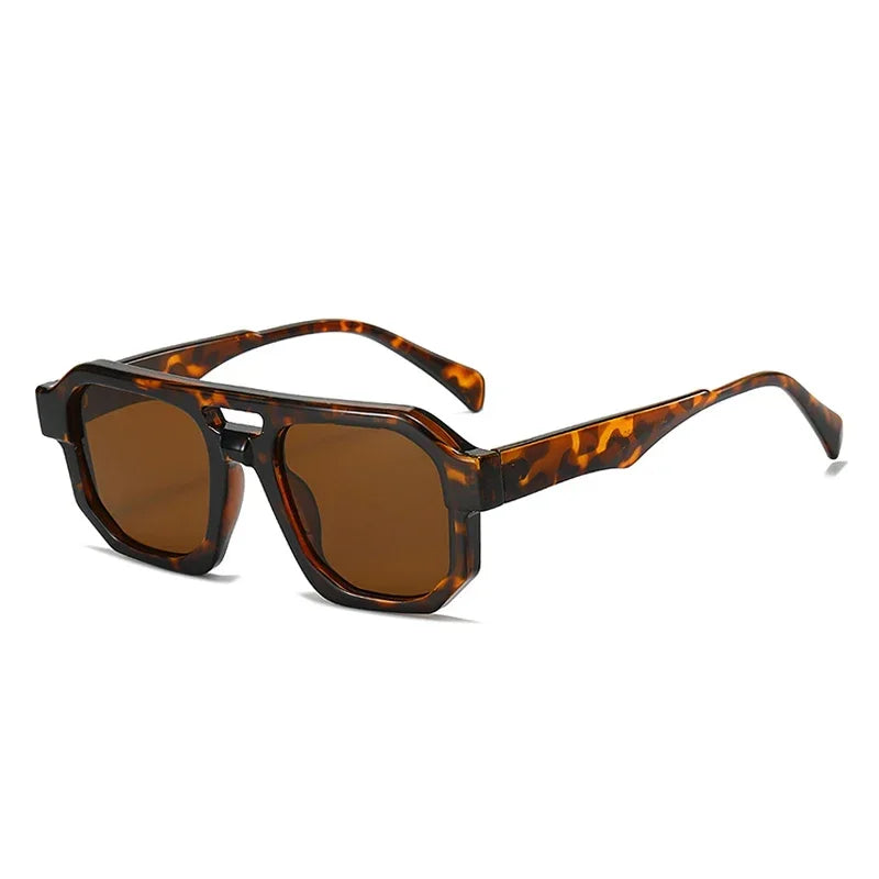 JNPCXI Double Bridges Square Women Gradient Purple Multicolor Sunglasses Fashion Frame Men Retro Punk Sun Glasses Shades UV400