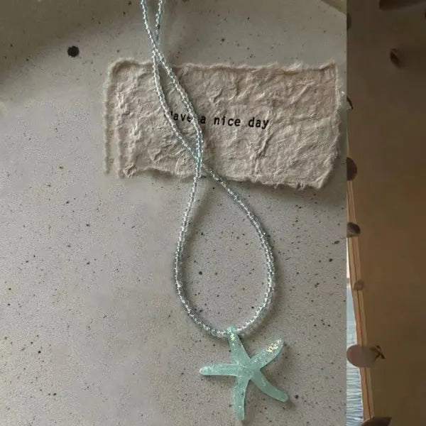 Fashion Exaggerated Large Starfish Pendant Necklace for Women Girls Boho Summer Beach White Rope Chain Choker Party Jewelry Gift