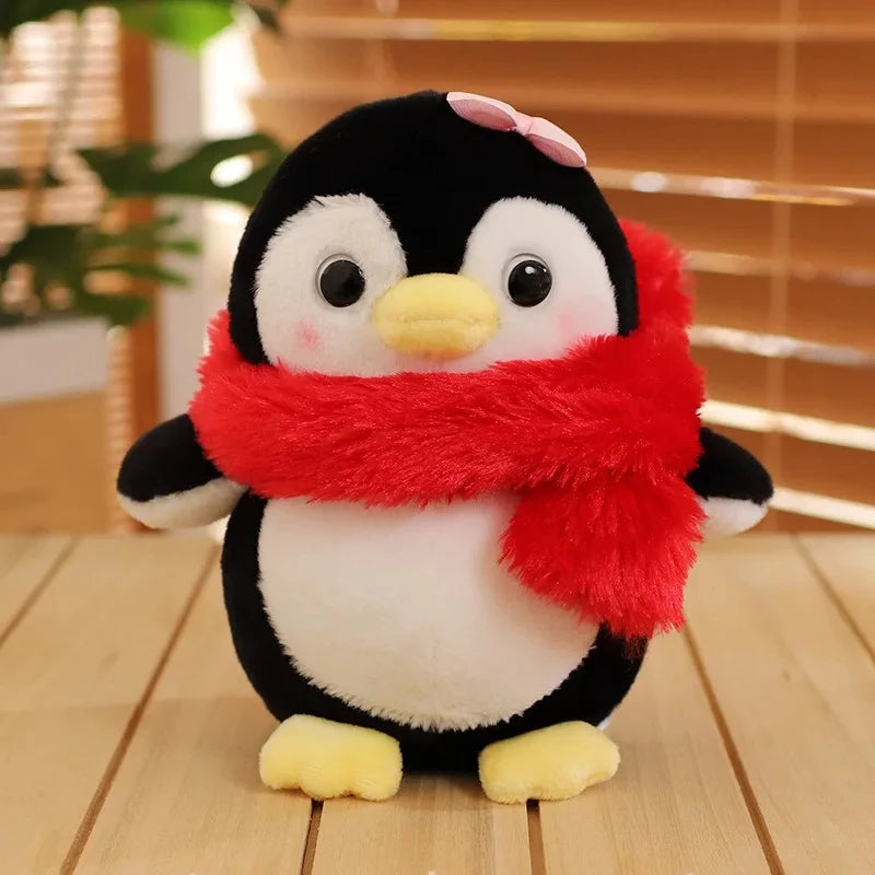 20-25cm Cute Penguin Wear A Bow Scarf Plushies Doll Cartoon Stuffed Animal Soft Sofa Cushion Baby Sleeping Pillow for Kids Gifts