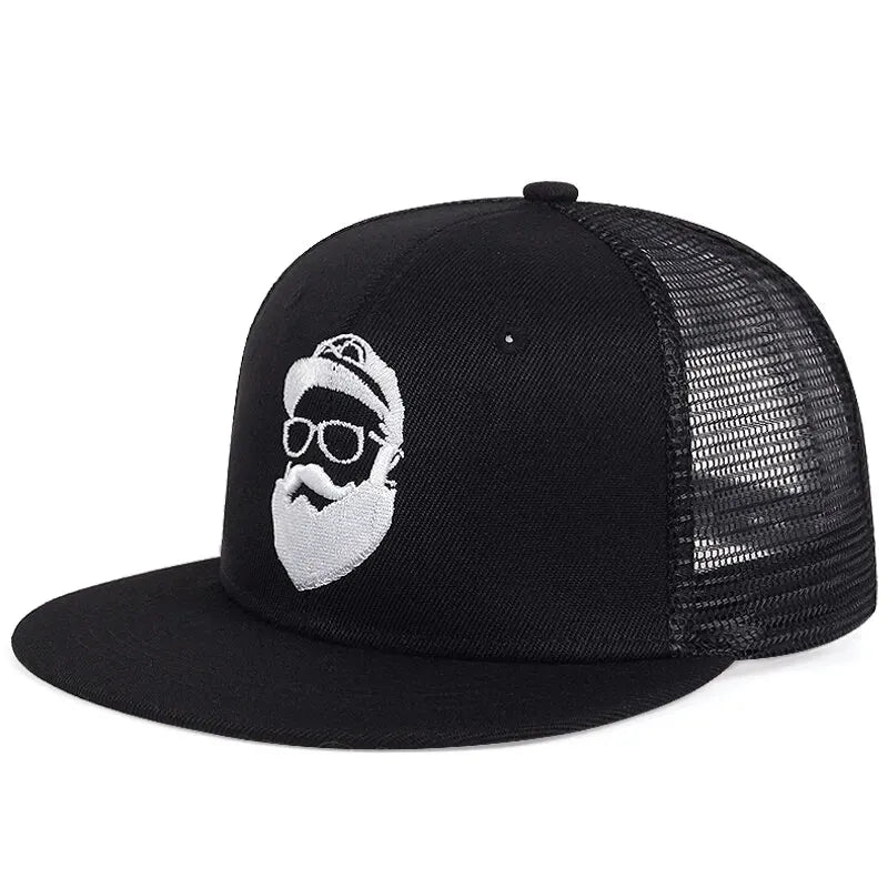 Unisex Uncle Beard Embroidery Hip-hop Net Hats Outdoor Adjustable Baseball Caps