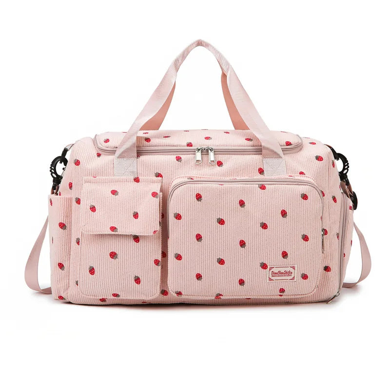 Corduroy Travel Tote Bag Large Capacity Carry On Travel Bag With Shoe Compartment Sports Fitness Bags For Women Duffle Bags