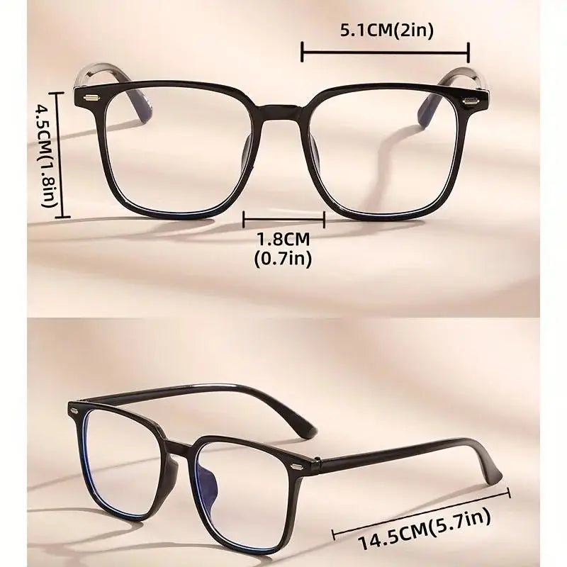 2PCS Unisex Square Plastic Frame Trendy Anti-Blue Light Clear Glasses for Back To School Clothing Accessories.
