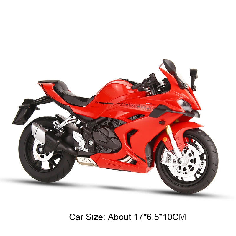 1:12 QJMOTOR QJ600RS Alloy Car CFMOTO 450SR Diecast Motorcycle Model Toys with Light Wheel Damping Vehices Child Christmas Gifts
