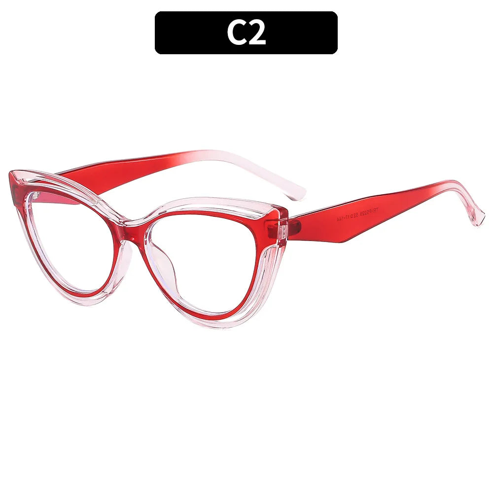 JNPCXI New Fashion TR90 Cat Eye Women Anti Blue Light Glasses Frame Retro Men Optical Luxury Eyewear