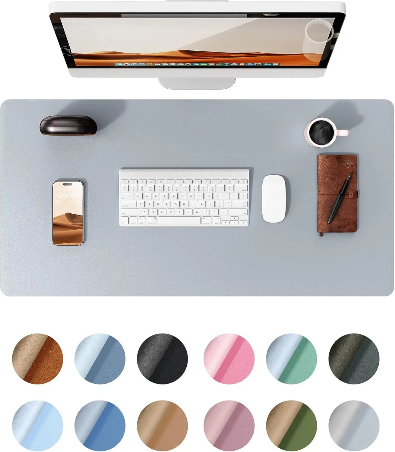 YSAGi Mouse Pad ,Leather Desk Protector, Office Mat, Large Mouse Mat, Non-Slip PU Leather Blotter, Laptop Waterproof Desk Pad