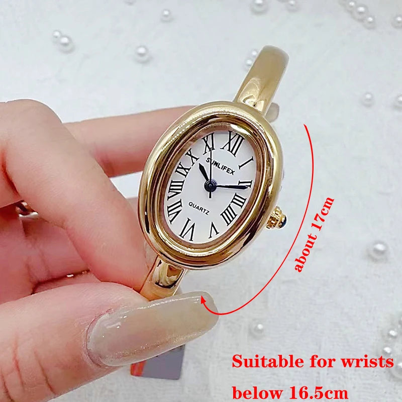 Luxury Brand Women Rome Dial Quartz Watch Fashion Gold Colors Bangle Wristwatch Relogio Feminino Dropshipping Gifts Montre Femme