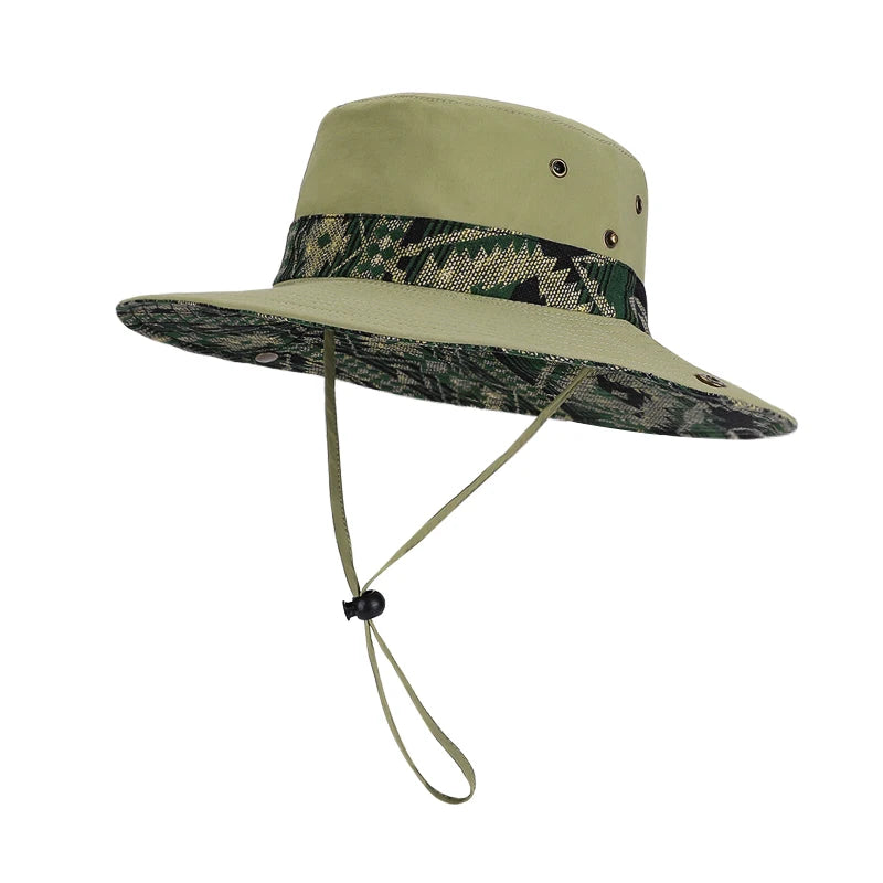 9275-New spring and summer men's and women's wide-brimmed fisherman hats for outdoor activities, hiking and fishing, sun hats