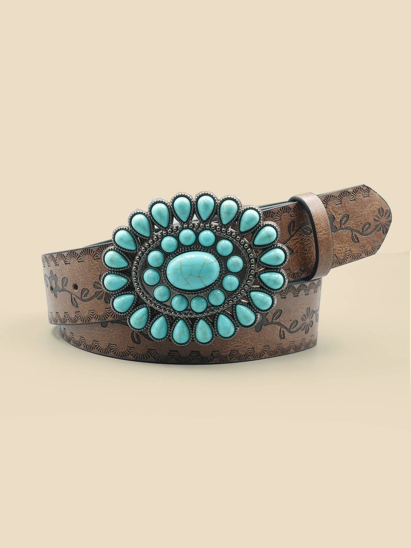 Retro Court Style Imitation Gemstone Inlaid Women's Wide Belt, Western Denim Style, Niche Women's Belt