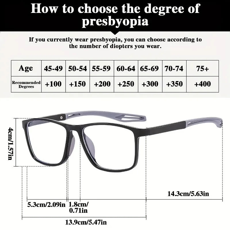 8pcs Super Value Rectangle Simple Sport Non-Slip Presbyopia Glasses - Multiple Pairs for Middle-Aged and Elderly Men and Women