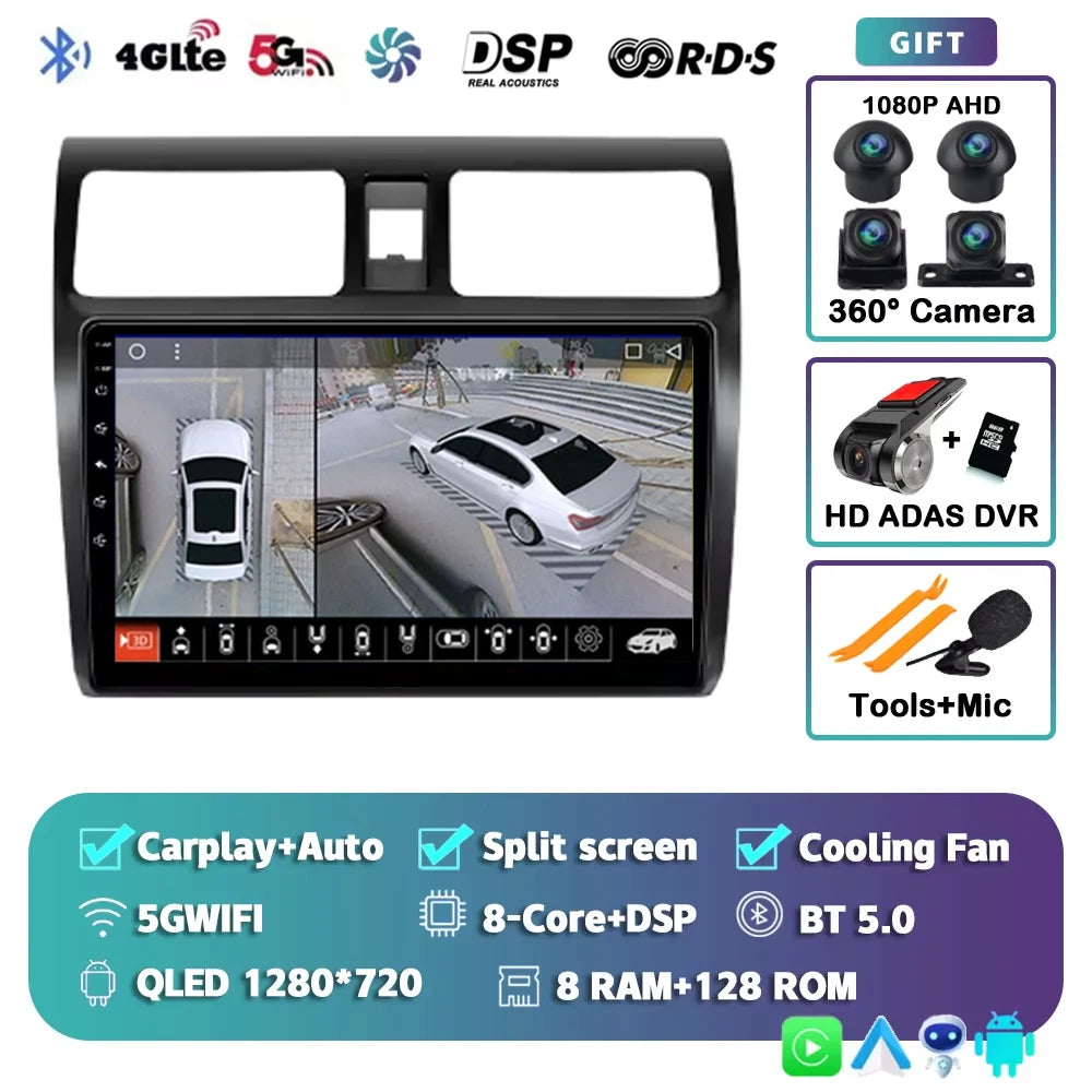 Android 15 2K 12+256GB For Suzuki Swift 2003 - 2010 Car Radio Multimedia Video Player wireless Carplay Android Auto GPS stereo