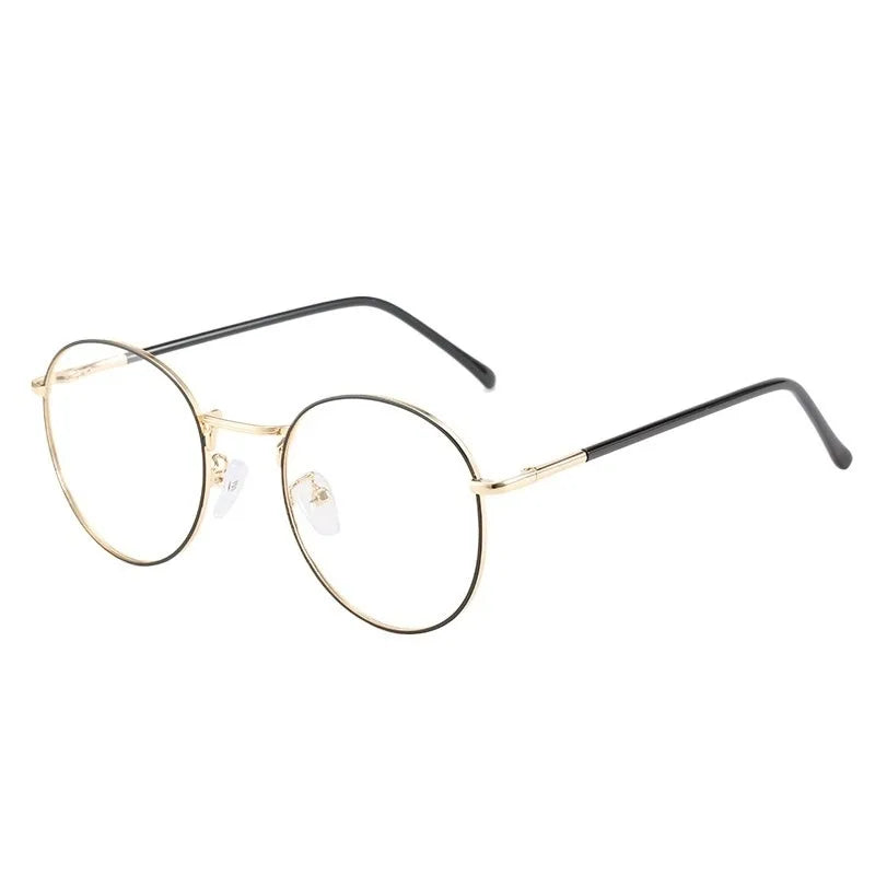 Photochromic Glasses Women's Men's Outdoor Color-changing Glasses Metal Oval Frame with Replaceable Lens Glasses Student Glasses