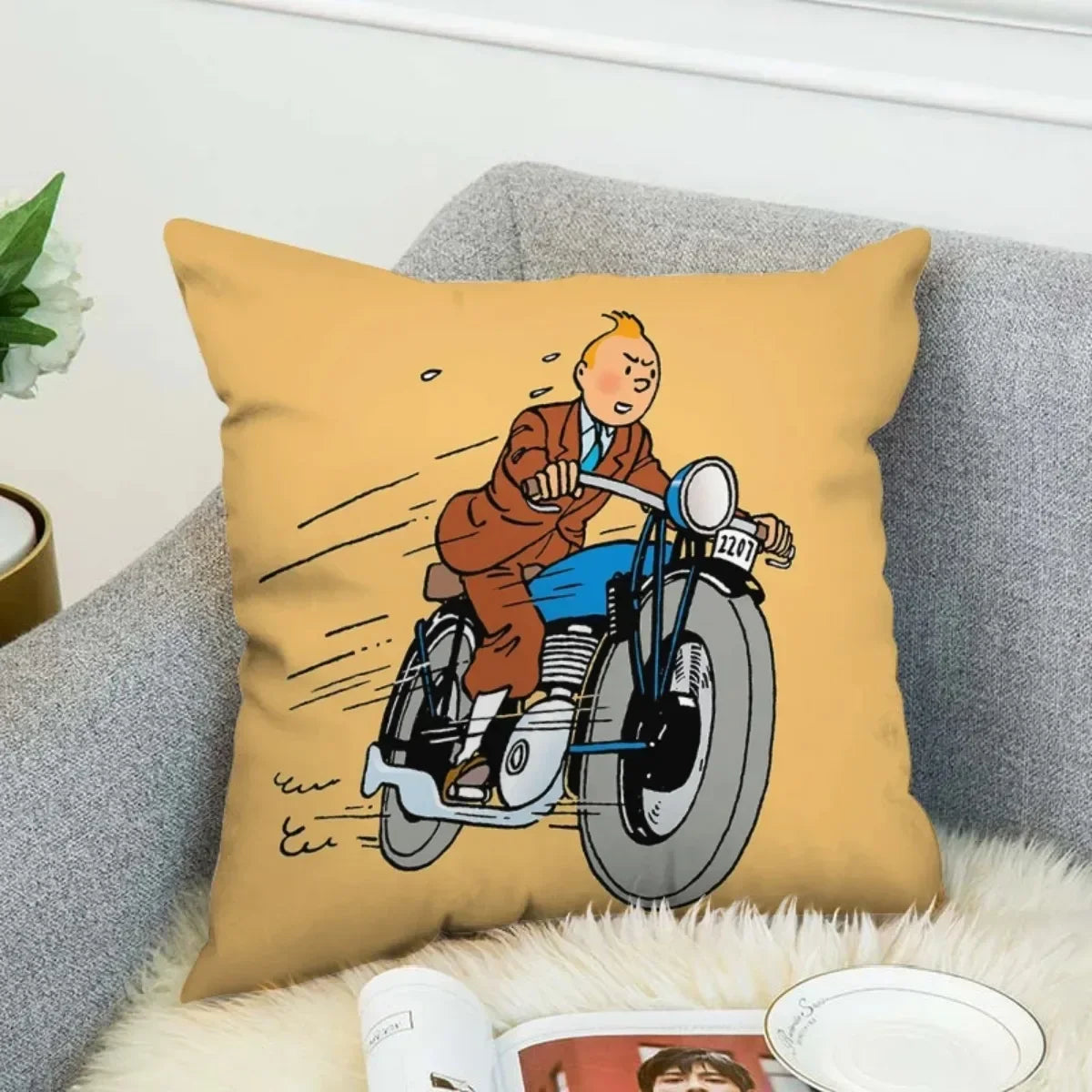 Anime Tintin Cushion Cover Pillowcases Home Decor Decorative Pillows for Sofa M6