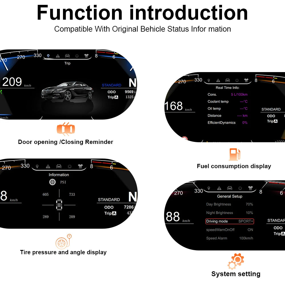 Digital cluster instrument for BMW X3 E83 2006-2010 Virtual cockpit instrument panel Speedometer Supports CarPlay Plug and Play