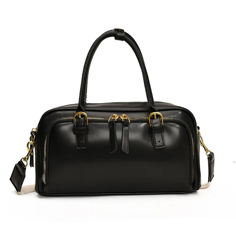 Vintage Handbags for Women Pu Leather Tote Bags 2026 Y2K Ladies Shoulder Bag Large Capacity Commute Wide Strap Crossbody Bag