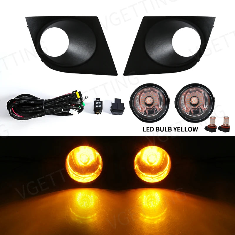 For Nissan Tiida 2007 2008 2009 2010 2011 LED Fog Light Lamp Headlights Cover Hood Frame Waterproof Car Accessories Left Right