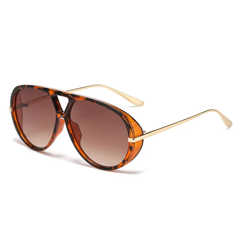 JNPCXI Fashion Double Bridges Pilot Women Oversized Sunglasses Retro Candy Color Green Gradient UV400 Men Punk Sun Glasses