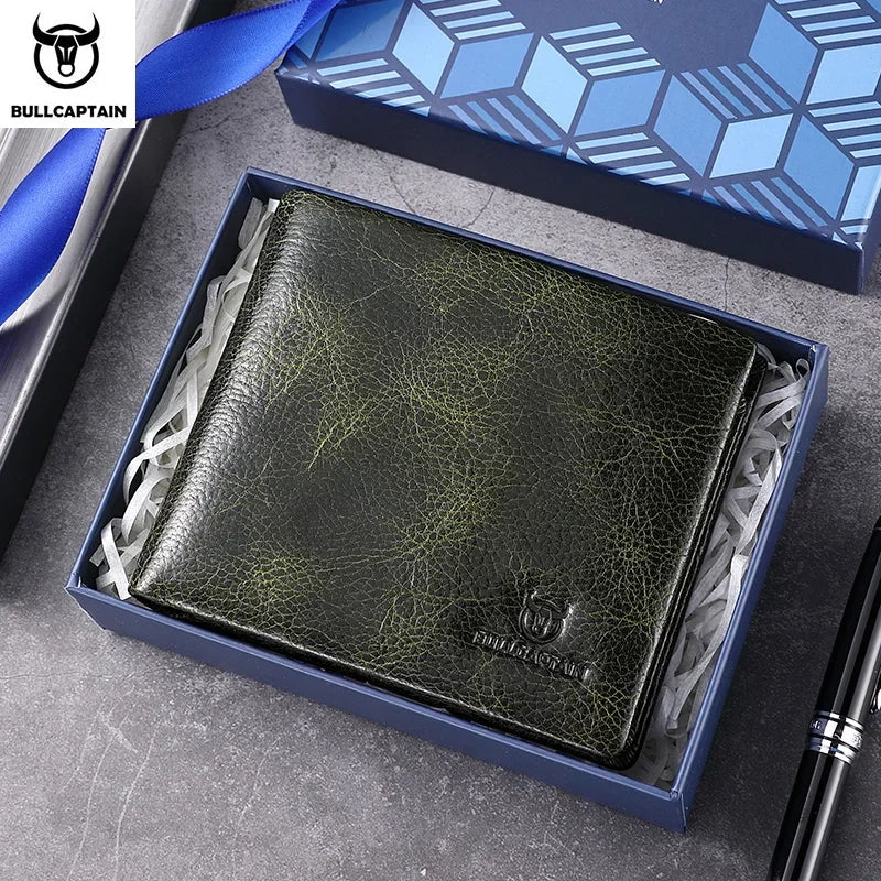 BULLCAPTAIN New Men's Leather Wallet RFID Function Fashion Business Multi-Card Men's Wallet Clip QB026
