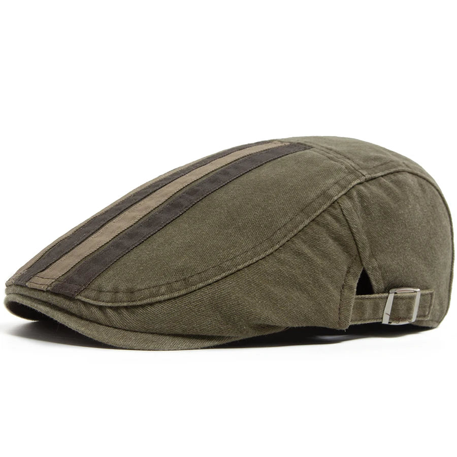 Vintage Newsboy Cap Men Fashion Five Bars Flat Hat Women Washed Berets Spring Summer Casual Visor Lvy Caps For Male Adjustable