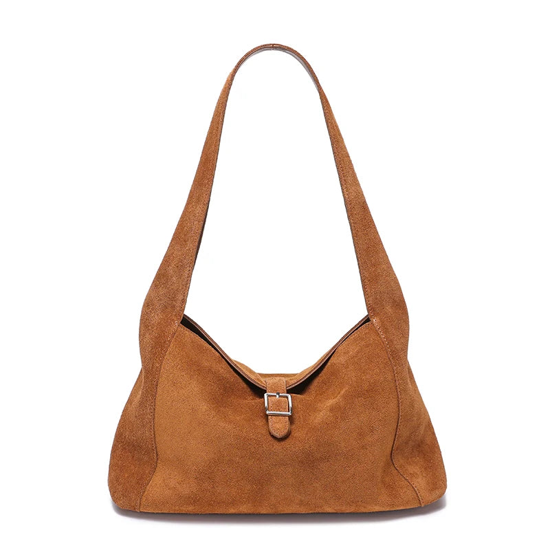 New Winter Women's Natural Suede Leather Bags Female Soft Cowhide Durable Crossbody Shoulder Bag Ladies Fashion Commute Handbags