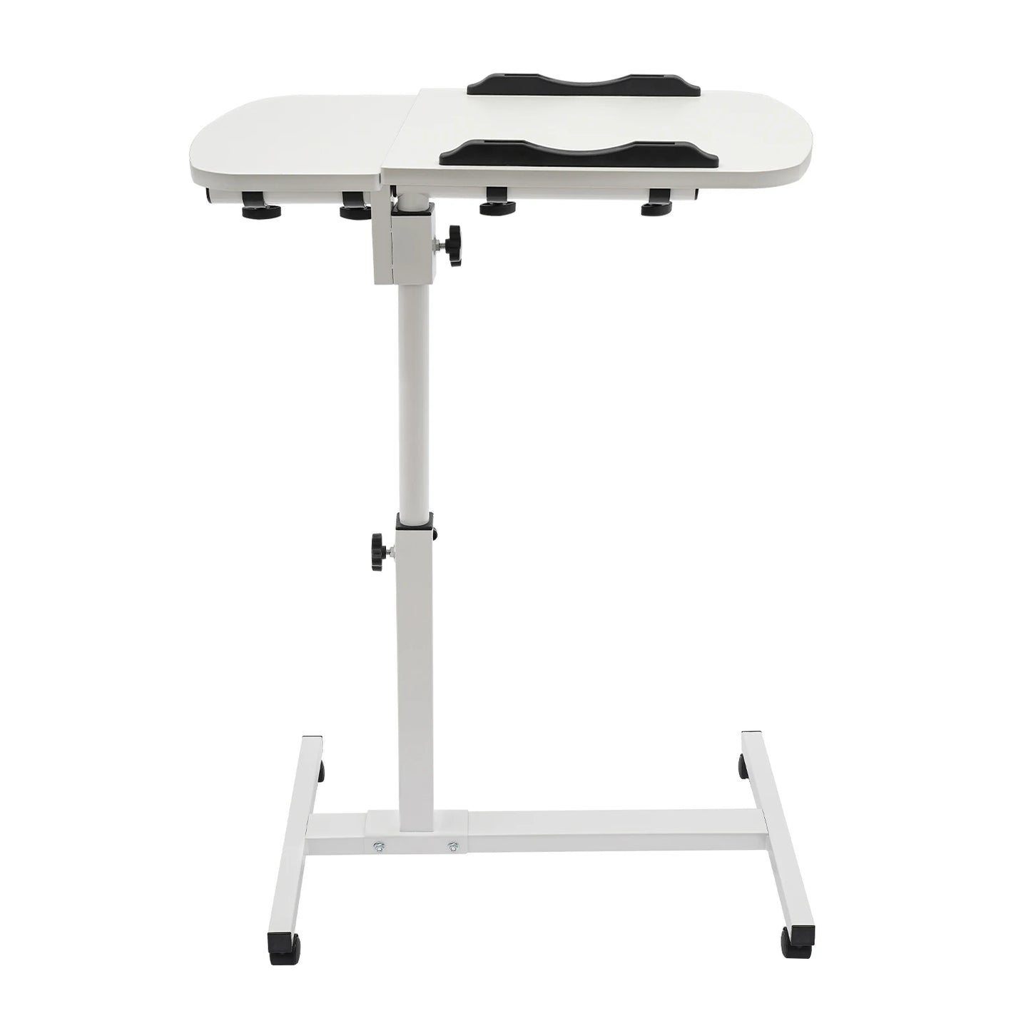 White Carbon Steel Adjustable Laptop Desk Stand With 360° Swivel Wheels w/Brakes