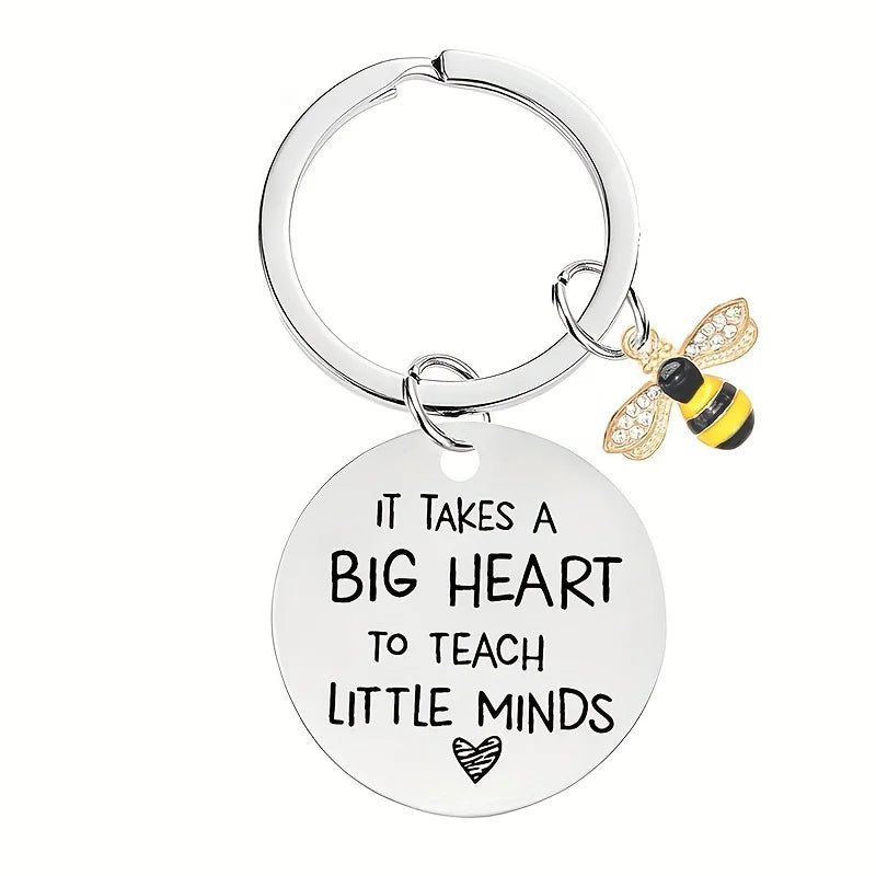 An "It Takes a Big Heart" Teacher's Day Graduation Gift for Teachers, Stainless Steel Keychain, Thank You