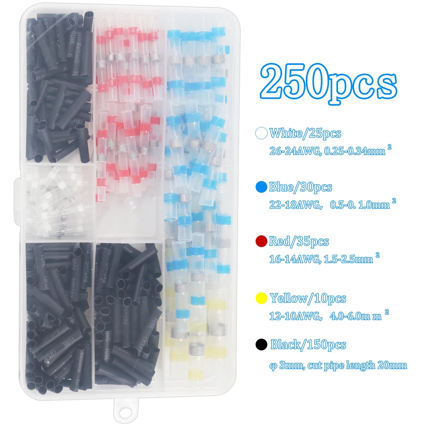 100pcs Waterproof Solder Seal Heat Shrink Butt Connectors Lug Terminals Insulated Electrical Wire Connectors for homework DIY