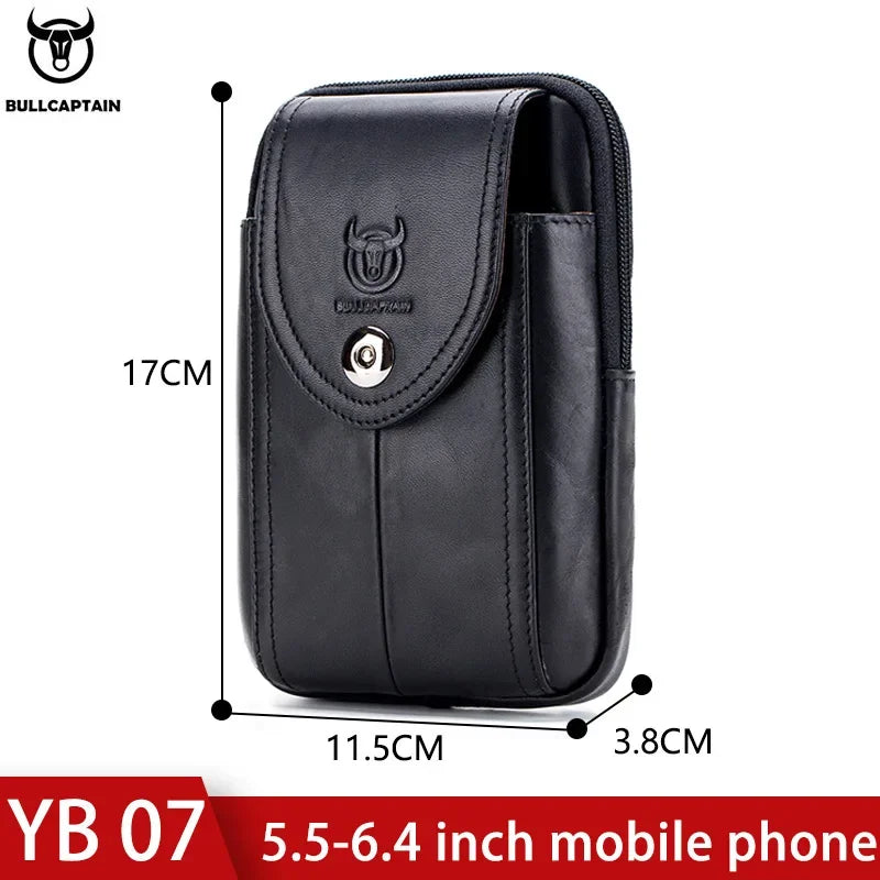 BULLCAPTAIN MEN'S Leather BELT WAIST Bag Military Fanny PACK Molle Small Money Phone WAIST PACK Bum Pouch PURSE