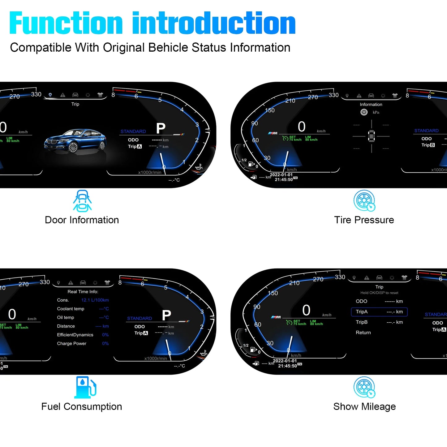 For BMW E70 X5 E71 X6 2006-2013 speedometer LCD Cluster Dashboard instrument panel HUD digital instrument