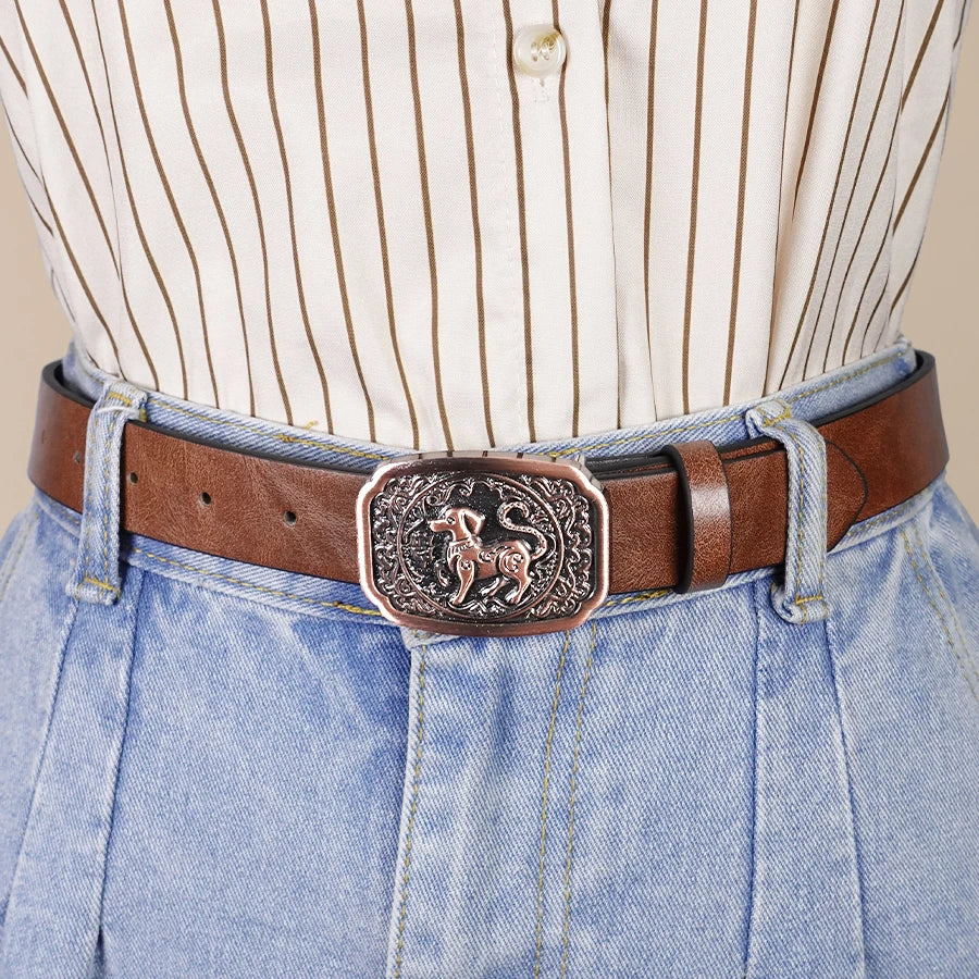 Y2K Street Style Belt - Antique Bronze Carved Buckle, Versatile Waistband for Daily Wear, Dates & Casual Outfits