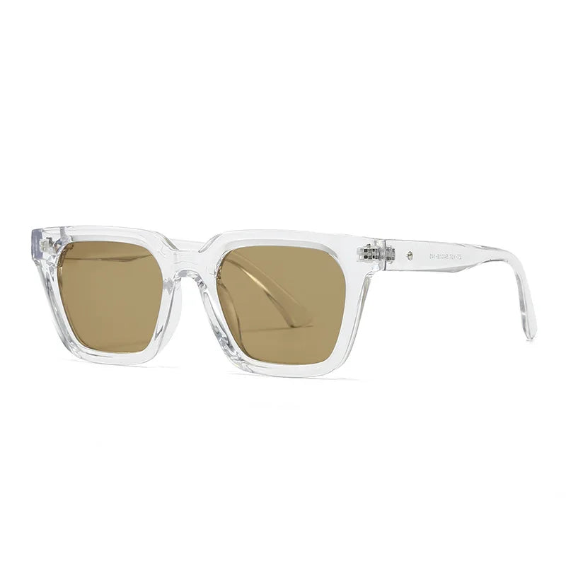 JNPCXI Fashion Square Sunglasses Women Shades UV400 Retro Tea Blue Men Trending Sun Glasses