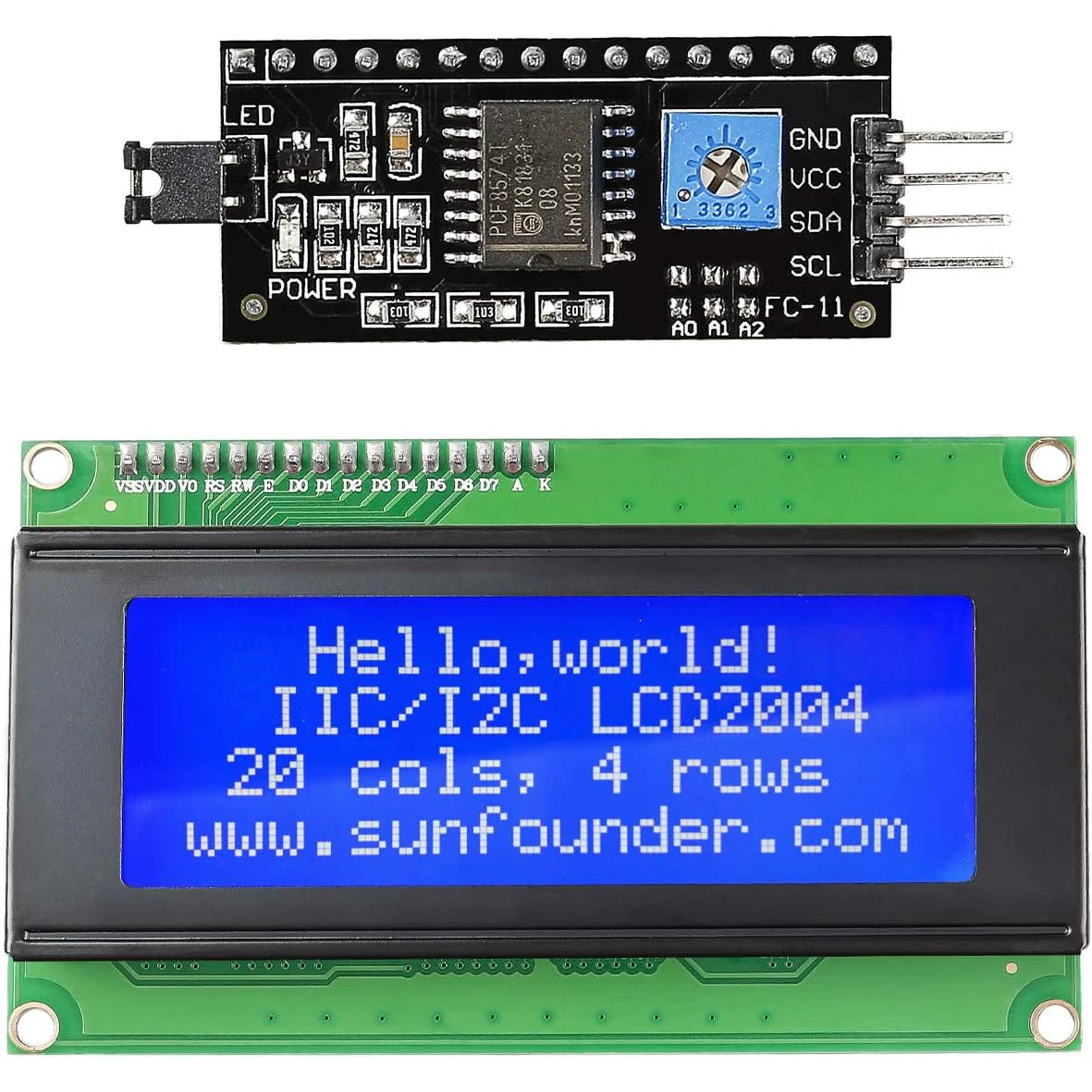 LCD2004+I2C 2004 20x4 2004A Blue/Green screen HD44780 Character LCD /w IIC/I2C Serial Interface Adapter Module for arduino
