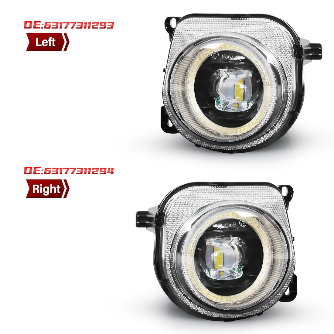 63177311293 63177311294 For BMW 5 Series F07 F10 F11 F18 LCI 528i 535i 550i 2013 2014 2015 2016 LED Fog Lamps Angel Eyes Car 12V